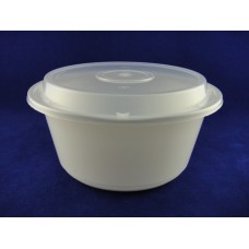 1100P PP Round White Container w/ Clear PP Lid